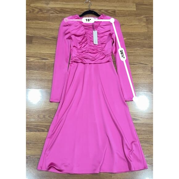 Et Ochs Keasha Magenta Stretch Ruched Jersey Midi Dress Women’s Size 6 - Picture 6 of 13